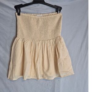 Lost + Wander Sweet Lemon Pie Mini Skirt XS Strapless Smocked Yellow‎ Beige